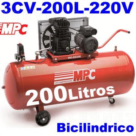 Compresor MPC monofásico bicilíndrico de 200 litros SNB20035M
