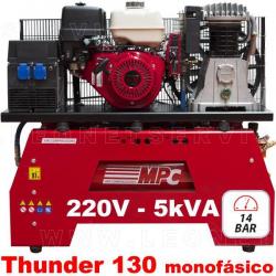 Compresor de aire y generador eléctrico a gasolina para equipos móviles, THUNDER 130