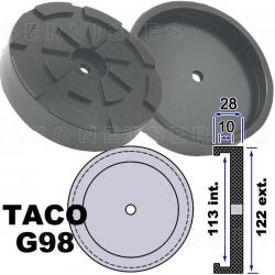 G98 Taco de goma de 122 mm para elevador Werther, Oma, Tecalemit