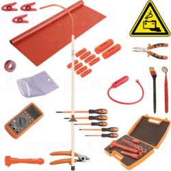 Kit de herramientas aisladas + multímetro + pértiga de rescate