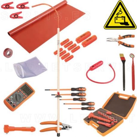 Kit de herramientas aisladas + multímetro + pértiga de rescate