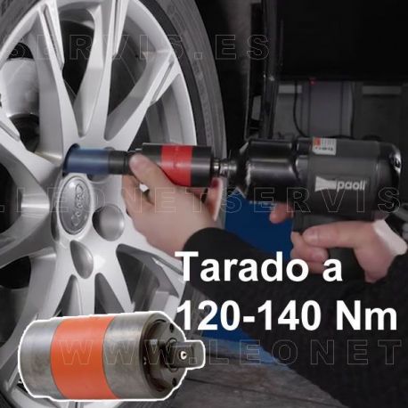 Adaptador pre-tarado de ½” para la pistola de impacto para apretar los tornillos de las ruedas.