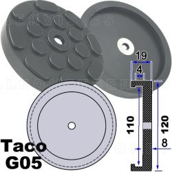 G05 Taco de goma 120mm. para elevador J.A.B. Becker, ATH, Hofmsnn, Herrmann, Twin Busch