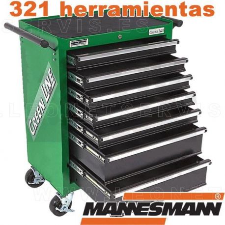 Carro de herramientas mannesmann, profesional con 321 herramientas 10 años de garantía Mannesmann