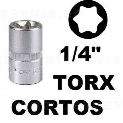 Vasos cortos 25 mm 1/4", torx acero crv (50bv30)